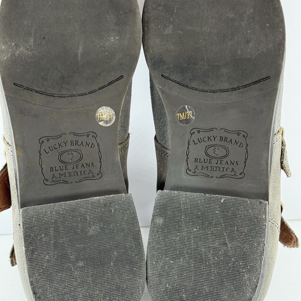 Lucky Brand LK-Daker Gray Cap Toe Leather Ankle Booties Women's Size 7‎ M - Picture 7 of 12